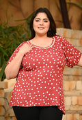 Plus Size Rust Polka Printed Top
