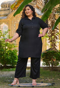 Plus Size Black Pathani Co-ord Set