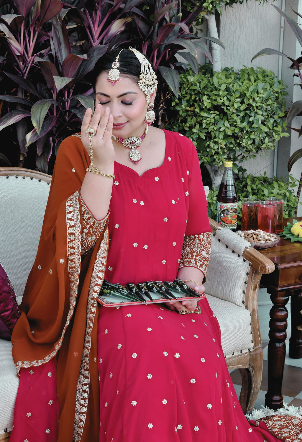 Gulnaar Heritage Rani Pink Georgette Anarkali With Dupatta
