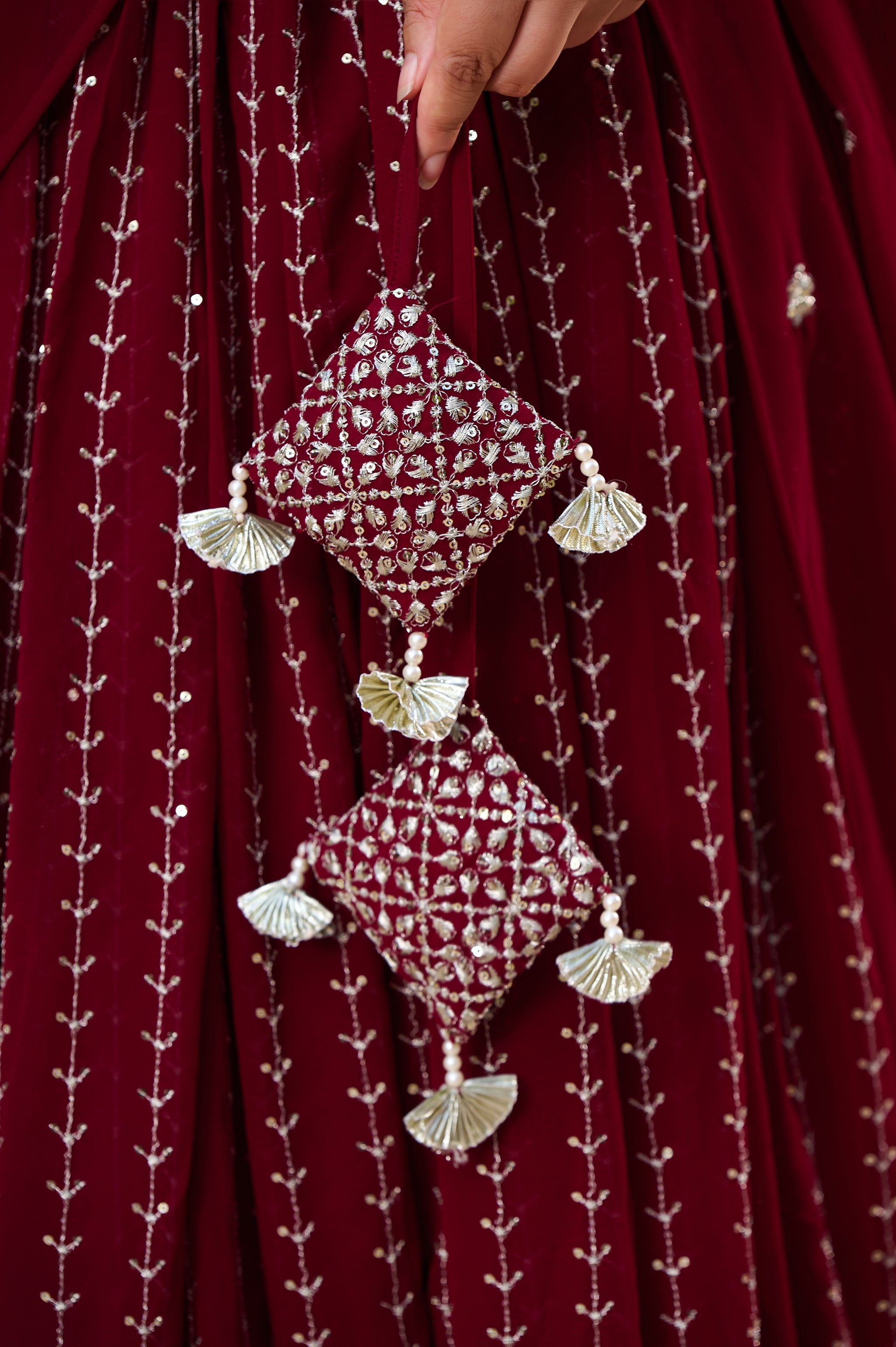 Plus Size Festive Stunner Maroon Majesty Embroidered Lehenga Choli with Dupatta Set