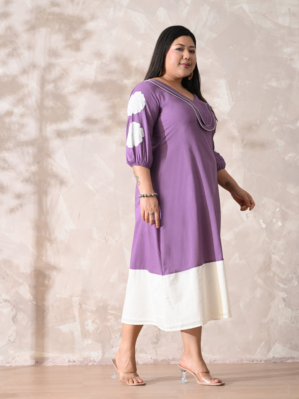 Lavender Meadow Cotton Embroidered Dress