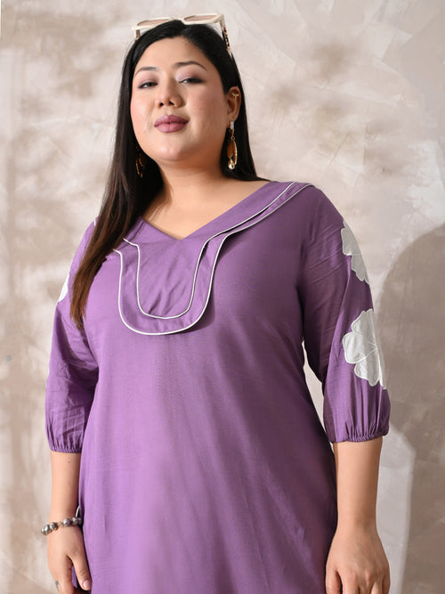 Lavender Meadow Cotton Embroidered Dress