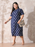 Indigo Muse Premium Cotton Shirt Dress with Timeless Print