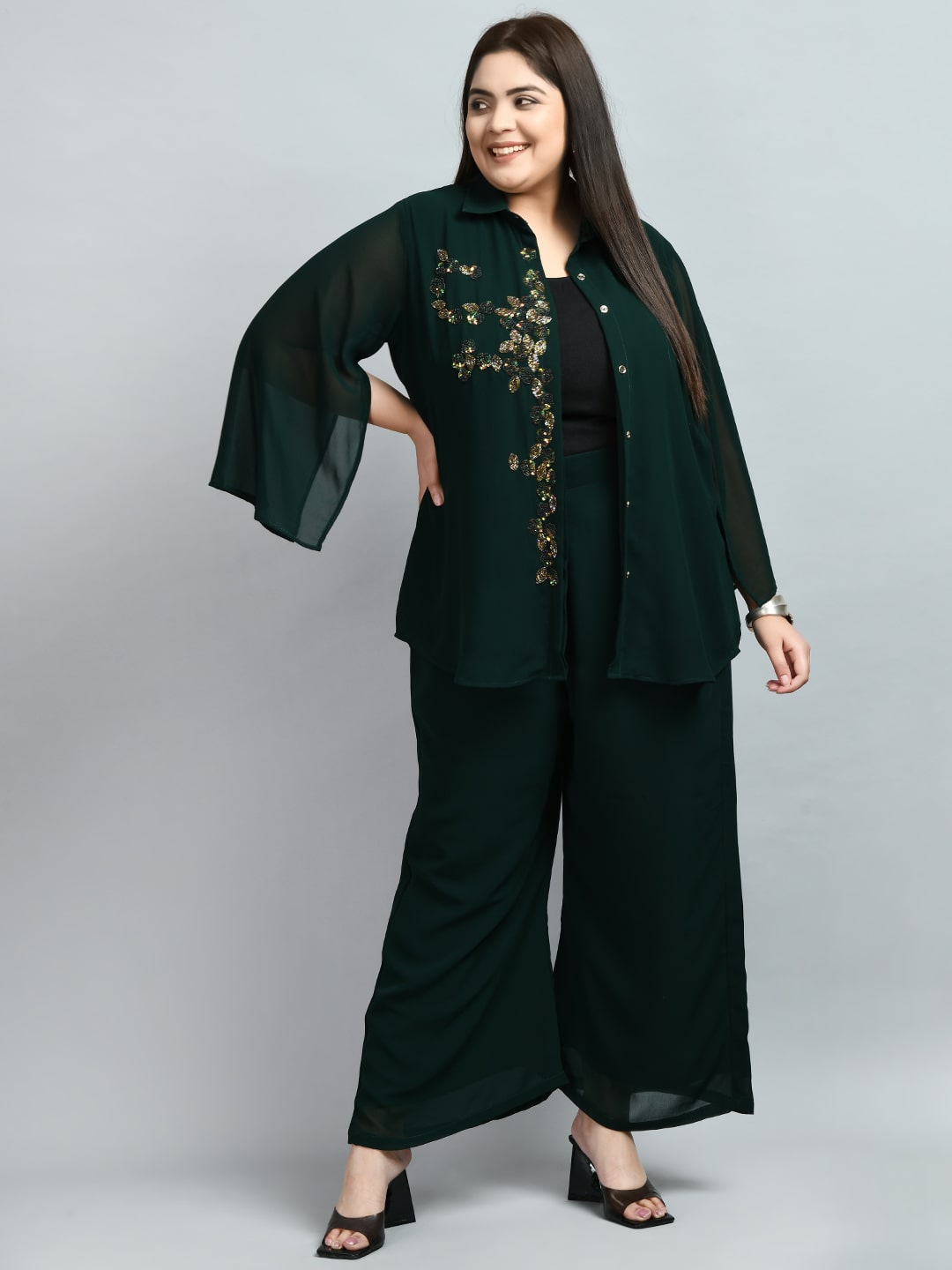 Plus Size Royal  Bottle Green Co-ord Set
