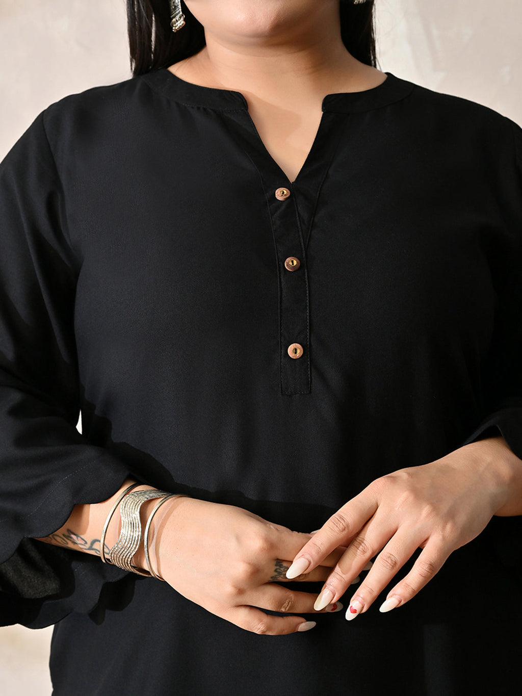 Midnight Muse Luxe Relaxed Fit Scalloped Kurta