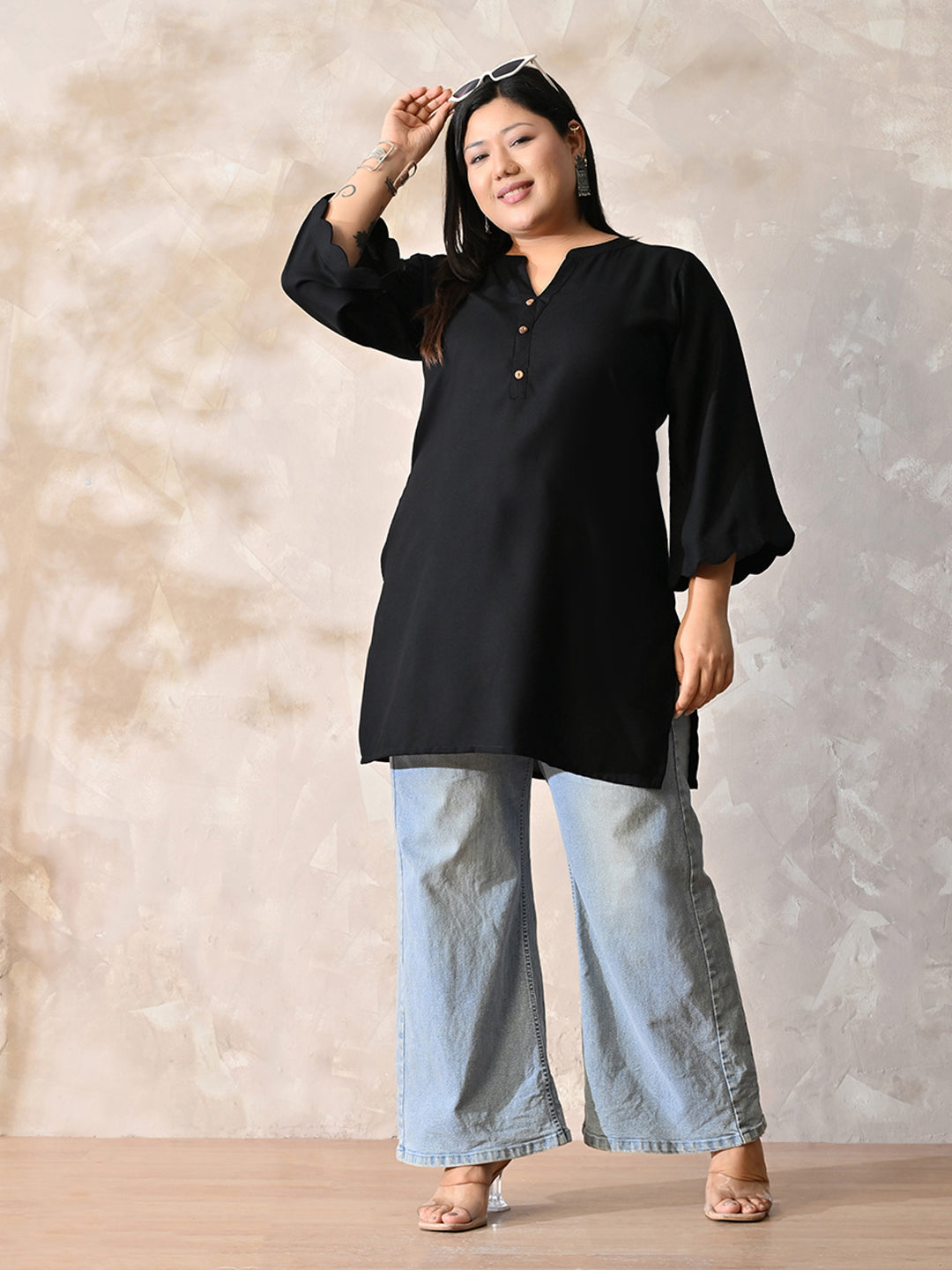Midnight Muse Luxe Relaxed Fit Scalloped Kurta